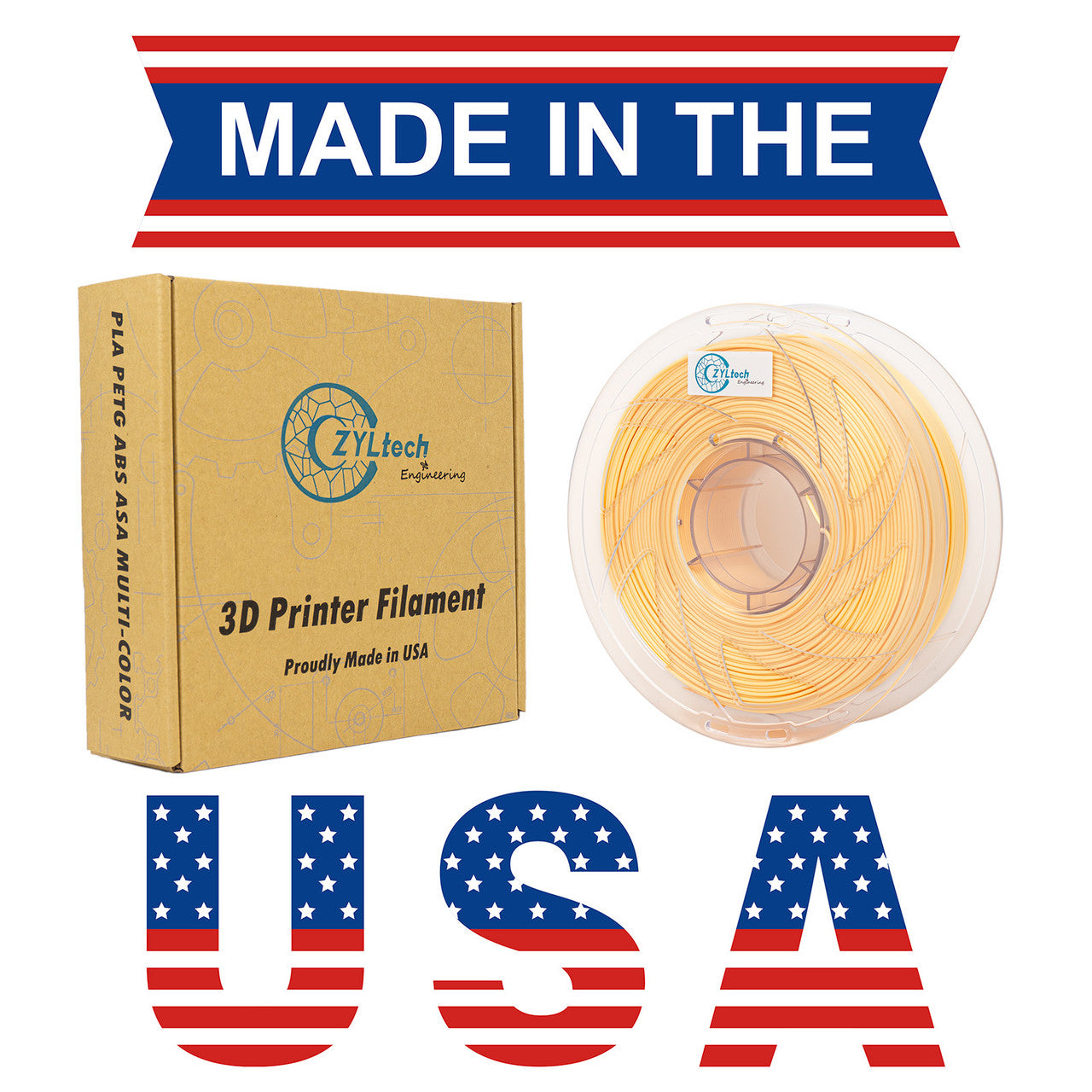 New Made In USA Silk Premium PLA Composite 3D Printer Filament 1.75mm 1 kg 2.2 lbs