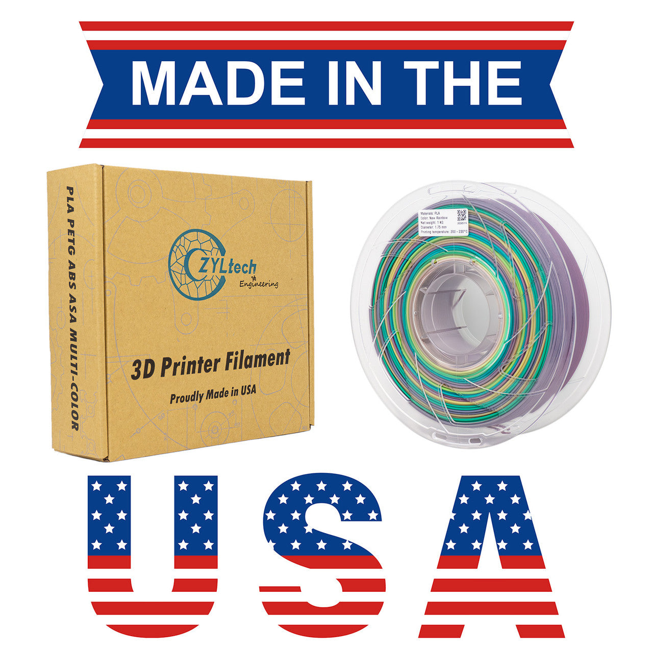 2024 Rainbow Silk Series PLA 3D Printer Filament 1.75mm 1 kg 2.2 lbs