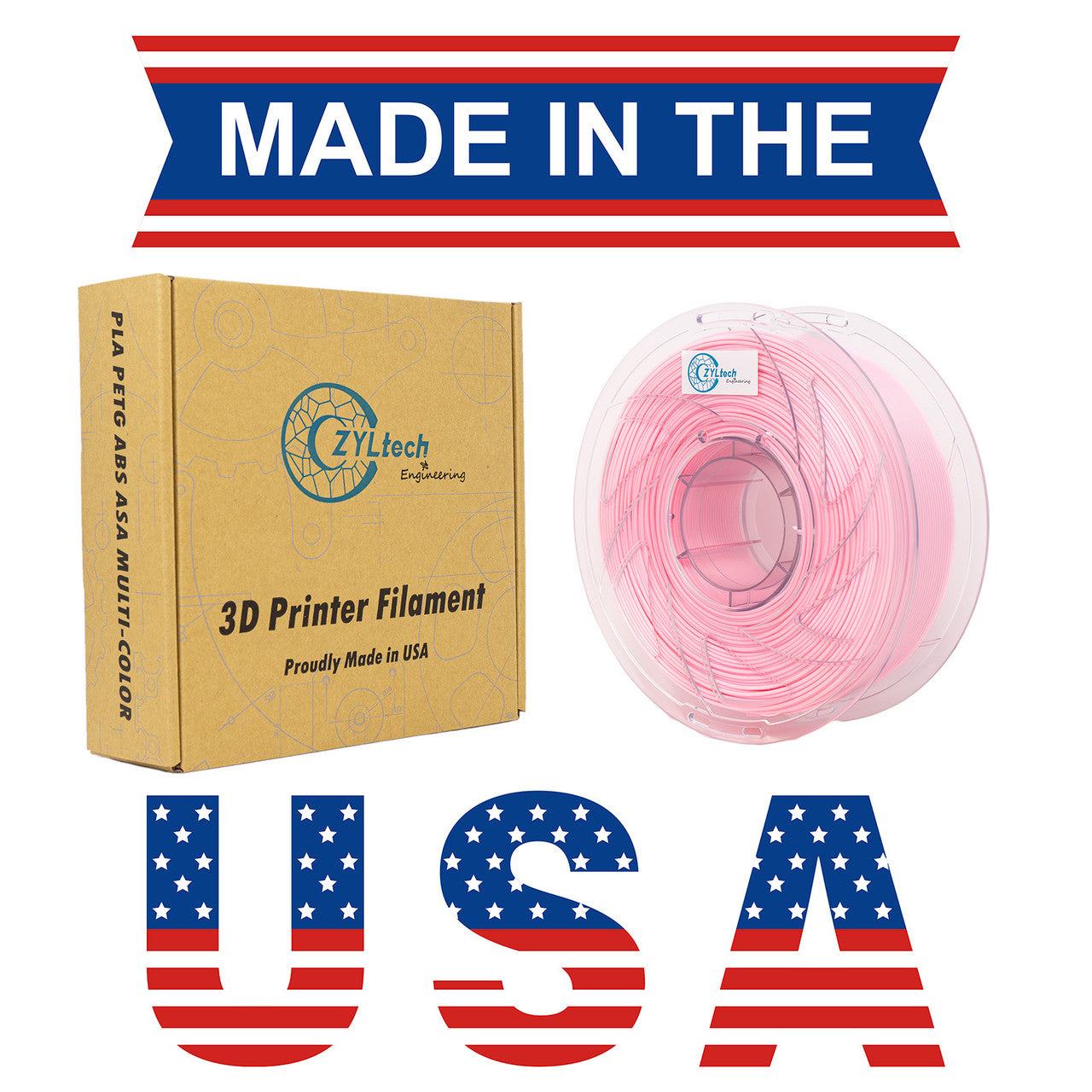 New Made In USA Silk Premium PLA Composite 3D Printer Filament 1.75mm 1 kg 2.2 lbs