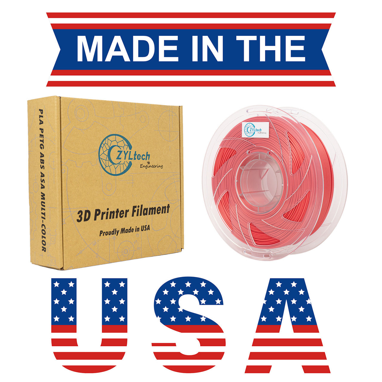 New Made In USA Silk Premium PLA Composite 3D Printer Filament 1.75mm 1 kg 2.2 lbs